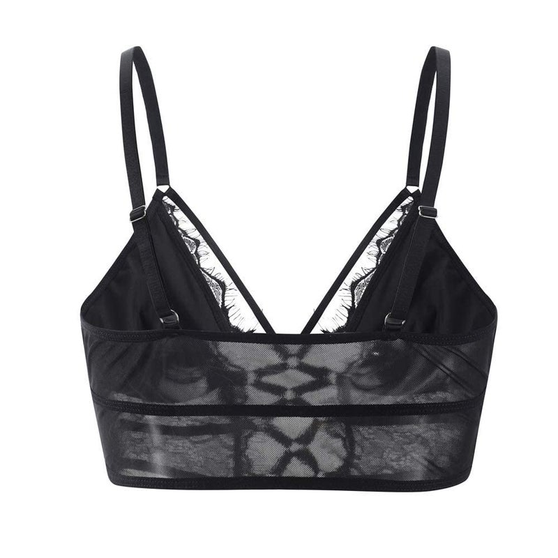 Buitifo Womens Cami Bra Criss Cross Eyelash Crop Top Bra Sexy Vest Bralette Busiter Lingerie (Black,XL) - Image 2